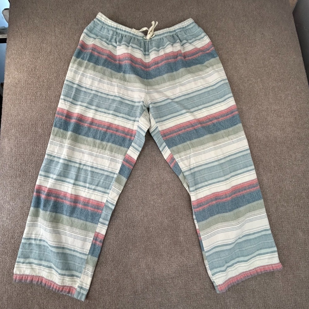 L.L.Bean Pajama Pants Womens XL Multicolor Cotton Flannel Striped Straight Leg